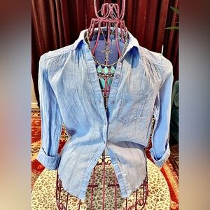 BP Nordstrom Light Blue Top with lace  Accents